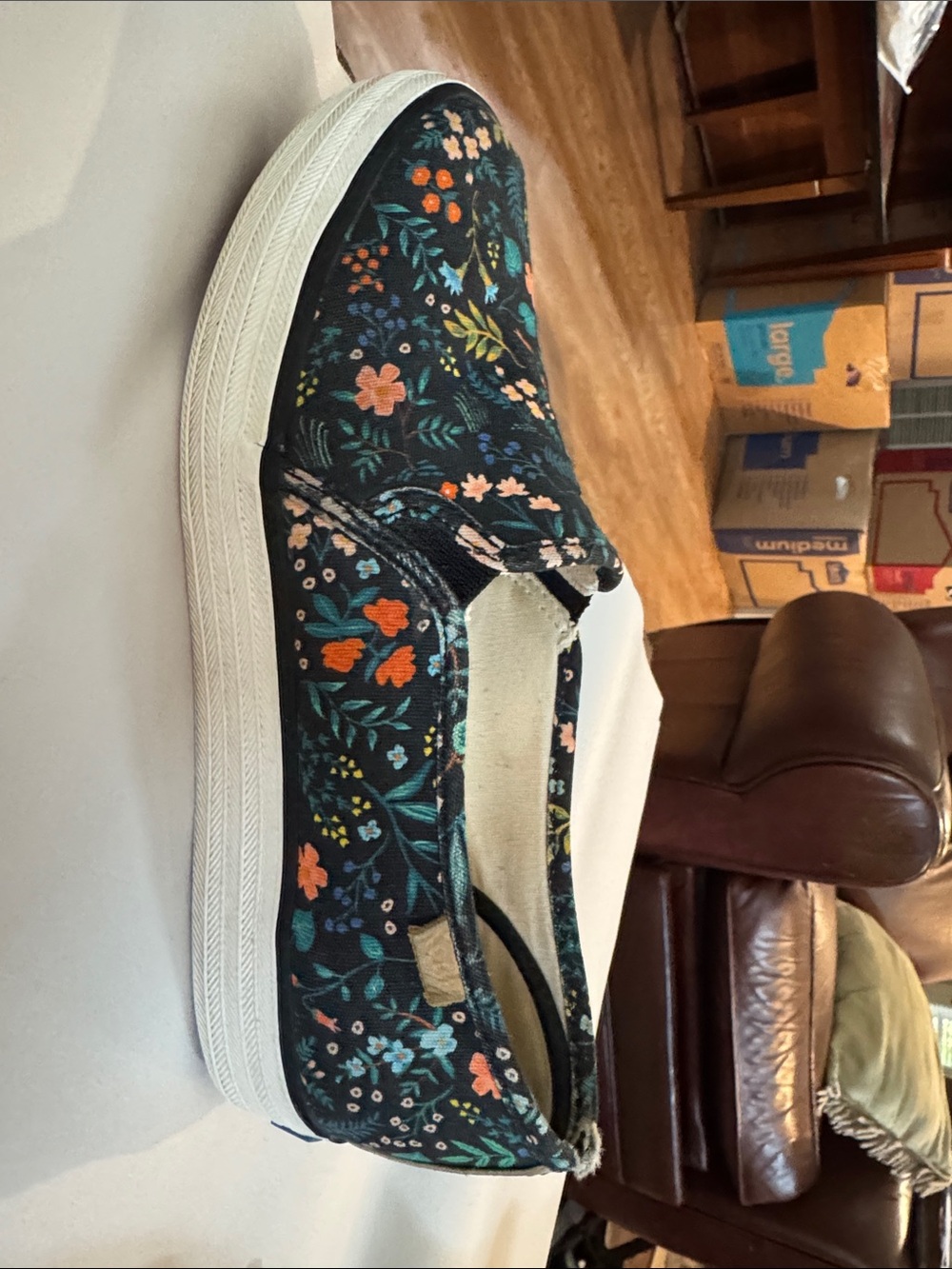 Keds Black Floral Slip-On Canvas Sneakers